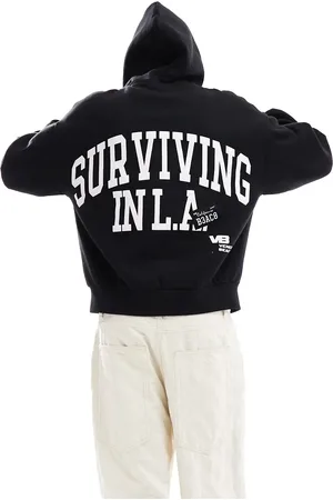 Bershka LA back printed hoodie in