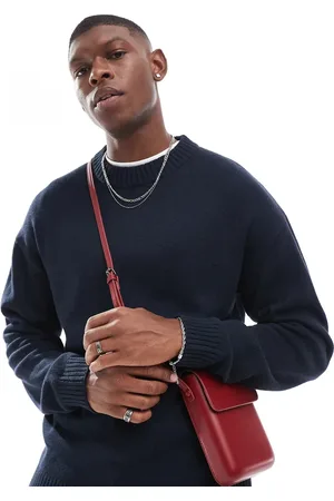 JACK & JONES Oversized chunky rib crew neck jumper in navy