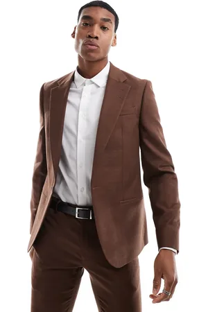 River Island Single breasted suit jacket in rust