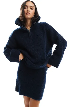 Object Boucles half zip jumper co-ord in navy