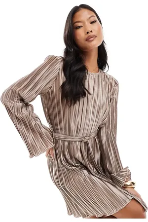VERO MODA Tie waist plisse mini dress in