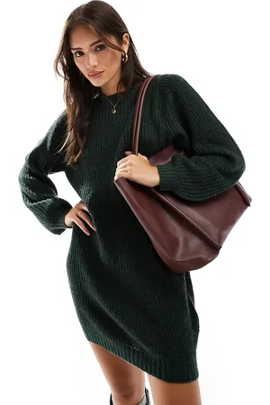 JDY Boat neck knitted mini jumper dress in