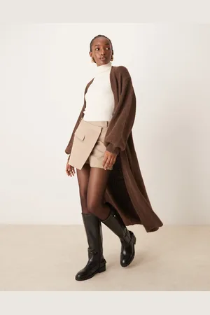 Miss Selfridge Maxi cardigan in chocolate