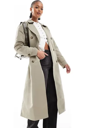VERO MODA Longline belted trench coat in laurel oak