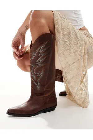 Bronx Kendra western knee boots in rust vintage leather