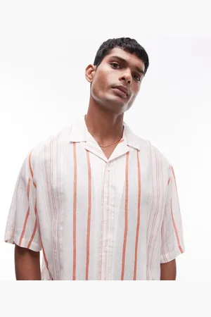 Topman Short sleeve textured stripe shirt in