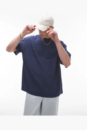 Topman Oversized drop shoulder t-shirt in washed navy
