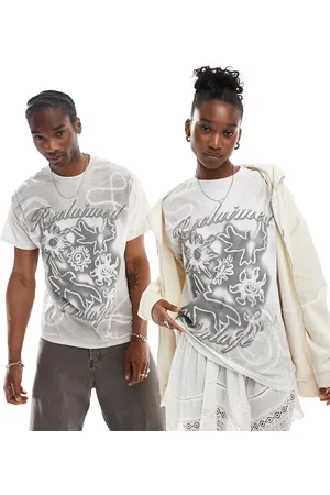 Reclaimed Unisex oversized washed t-shirt with spray graphic