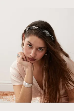 Reclaimed Headband with bows in black and white check