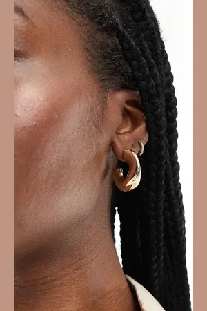 ASOS Hoop earrings with small wave detail in tone
