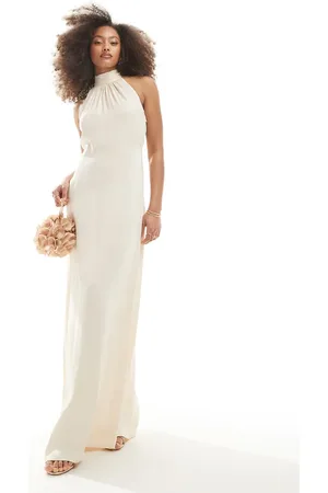 Maids to Measure Bridesmaid high neck maxi dress in ivory