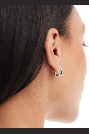 ASOS Plated with huggie hoop earrings in square design