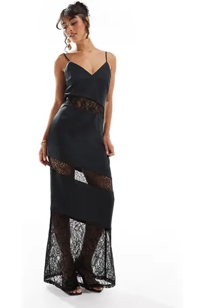 Pretty Lavish Lace inserted slip maxi dress in