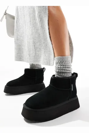 Steve Madden Chaplin real suede faux fur lined flatform boots in