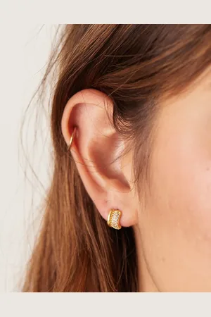 Orelia Pave mini domed huggie stud earrings in 18k plated