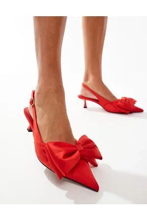 ASOS Secret bow slingback kitten heeled shoes in