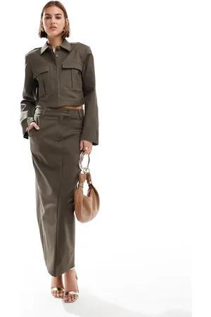 Pretty Lavish Tailored maxi skirt co-ord in bark
