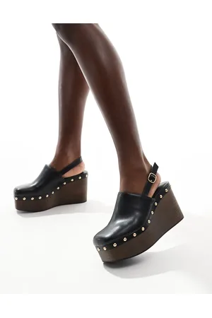 Stradivarius Faux leather wedge with studs in