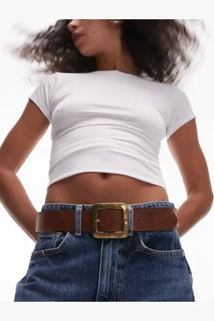 MANGO Hammered buckle belt in