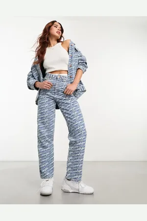 Wrangler Co-ord mom straight fit jeans with embroidered repeat logo in
