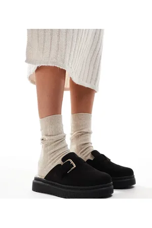 London Rebel London Rebel Donna wide fit buckle mules in