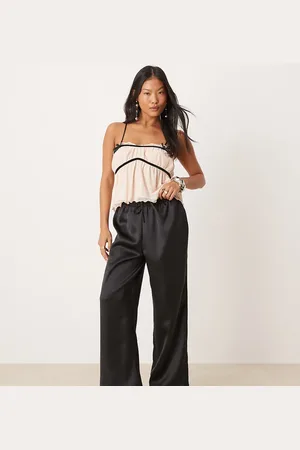 Miss Selfridge Satin wide leg trouser in