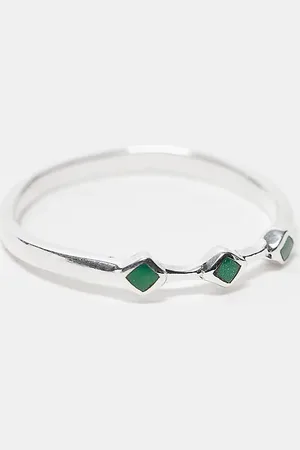 Kingsley Ryan Emerald detail ring in sterling