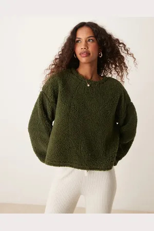 Miss Selfridge Borg sweatshirt in khaki