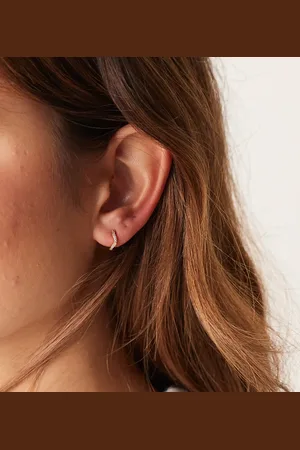Orelia Fine pave wave micro hoop earrings in 18k plated
