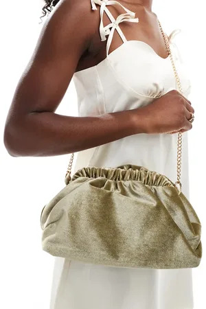 True Decadence Velvet clutch bag in olive