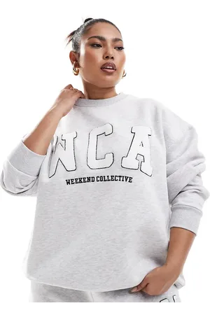 ASOS Weekend Collective Curve sweat with varsity logo in marl