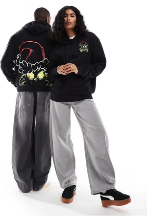 ASOS Christmas unisex oversized hoodie with The Grinch festive prints in