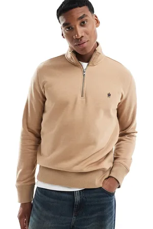 French Connection French Connection half zip funnel neck sweatshirt in camel