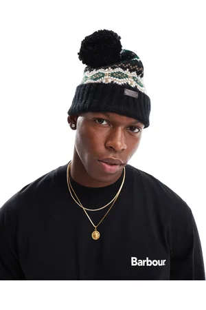 Barbour Fairisle bobble beanie in black
