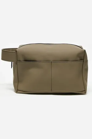 ASOS Rubberised wash bag with grab handle in stone