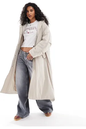 ASOS Clean longline puffer coat with hood in ice