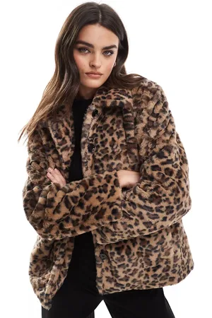 Pieces® Faux fur jacket in leopard print