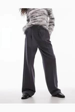 Topshop Mid rise balloon pleated tailored trouser in slate