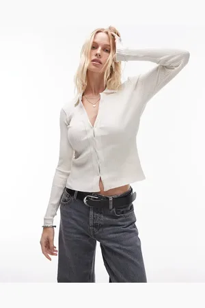 MANGO Clasp detail deep v-neck jumper in