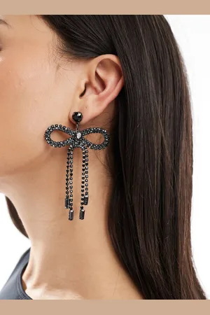 Accessorize Embellished drop bow earrings in