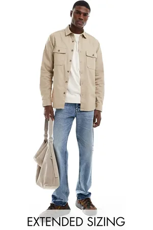 ASOS Cotton overshirt in stone
