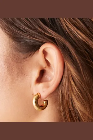 LOST SOULS Stainless steel 18ct plated 20mm thick hoop earrings