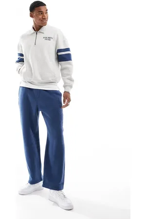Hollister Motif quarter zip boxy foldover collar sweat top in