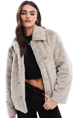 Pieces® Faux fur jacket in dove