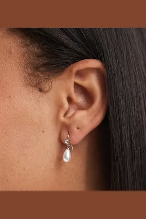 Kingsley Ryan Crystal and pearl teardrop earrings in sterling