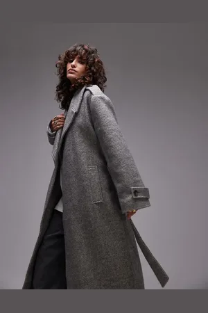 Topshop Longline herringbone oversized coat in