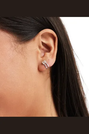 Kingsley Ryan Illusion hoop earrings with crystal in sterling