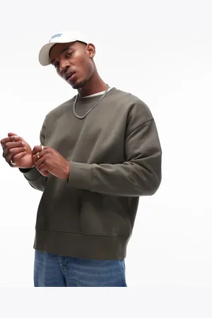 Topman Premium heavyweight oversized sweatshirt in khaki
