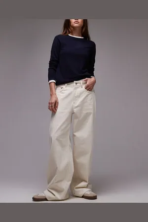ARKET Cloud low rise baggy wide leg stretch cord trousers in ecru