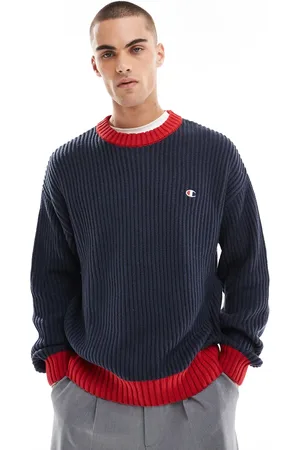 Champion Rochester collegiate knit jumper in navy and
